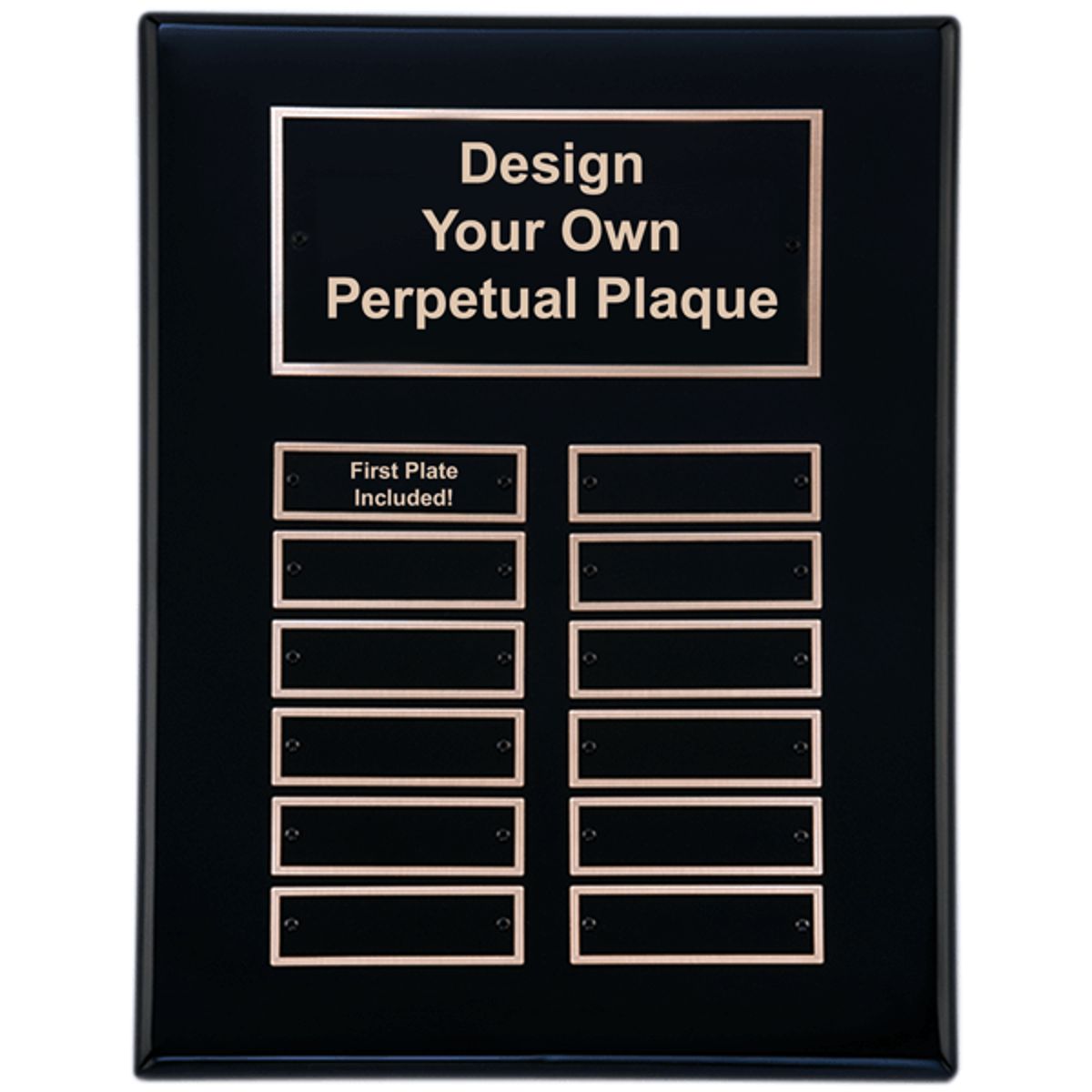 P5062 Black Piano Finish 9x12 Perpetual Plaque with 12 Plates