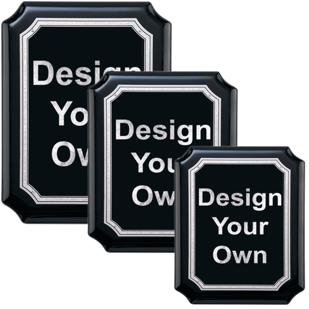 Gloss Black and Silver Wall Plaque with Scalloped Corners - Choose your Size