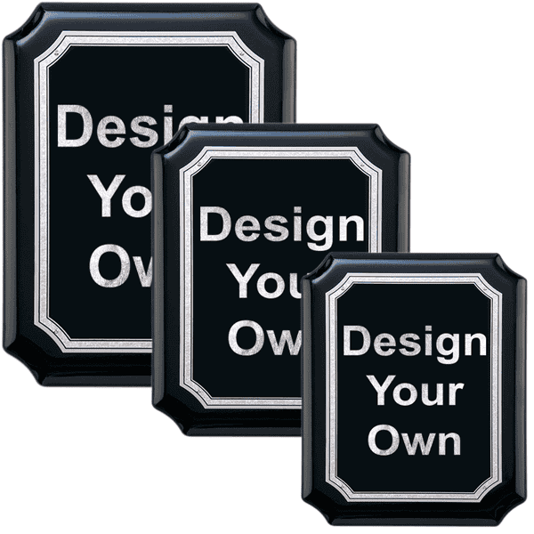 Scalloped Corner Gloss Black and Silver Wall Plaque