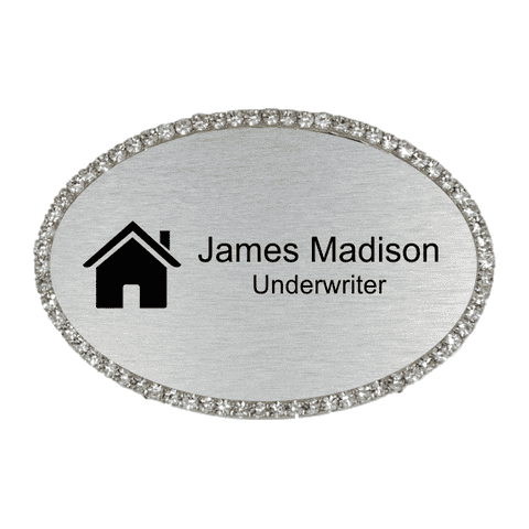 Bling Realtor Engraved Oval Name Tag