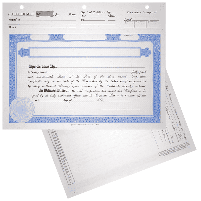 BLUTO 02 Blank Corporate Stock Certificates
