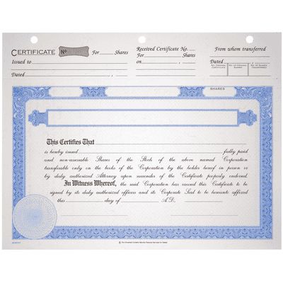 BLUTO 02 Blank Corporate Stock Certificates - alternate view