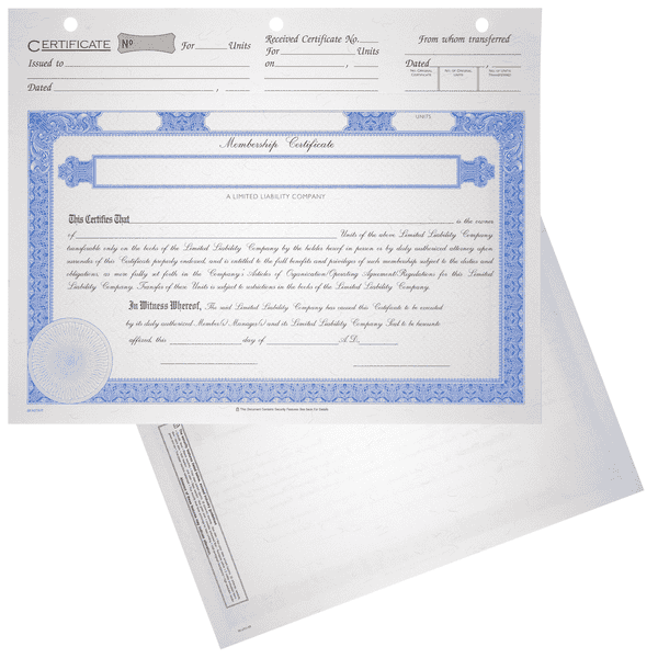 BLUTO 03 LLC Blank Membership Certificates