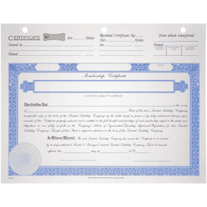 BLUTO 03 LLC Blank Membership Certificates | Quantity of 20 or More