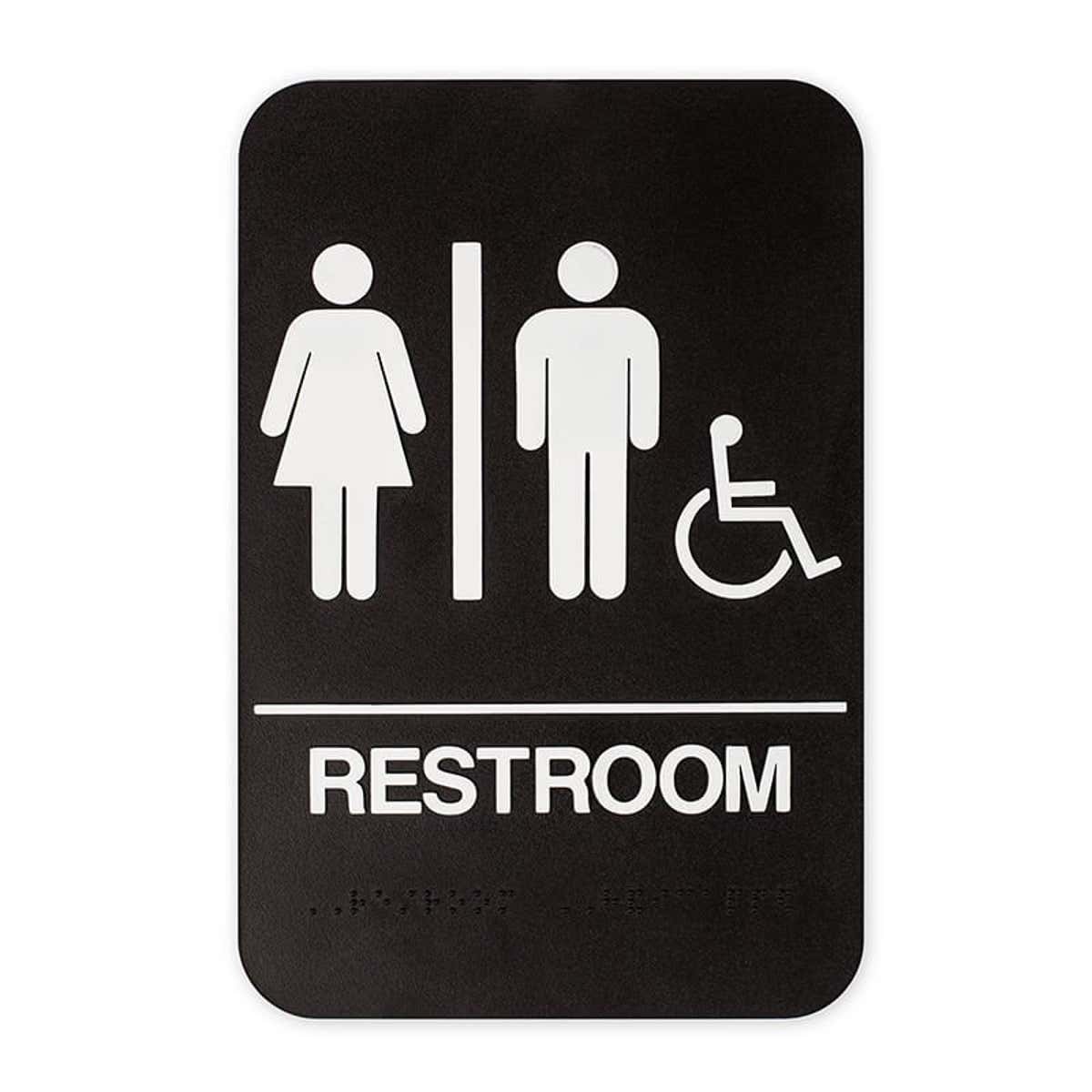 Brown Unisex Handicap 9" x 6" ADA Braille Restroom Sign