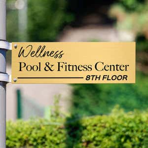 4x12 custom engraved brass sign for a pool