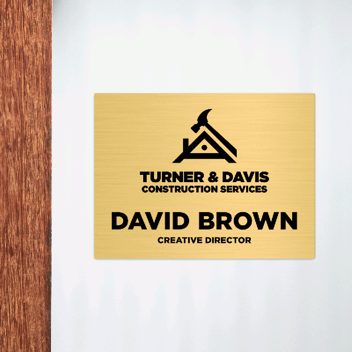 6x8 custom engraved sign displayed by a door