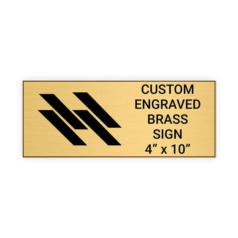 Horizontal Engraved Heavy Brass Signs 4" x 10"
