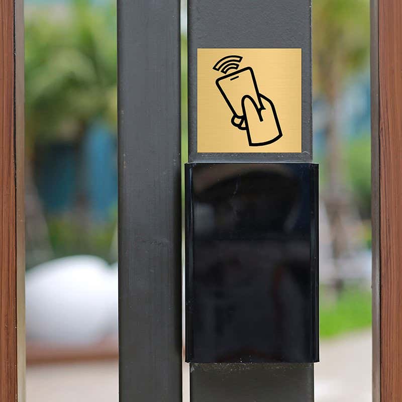 3x3 custom engraved brass sign with an icon