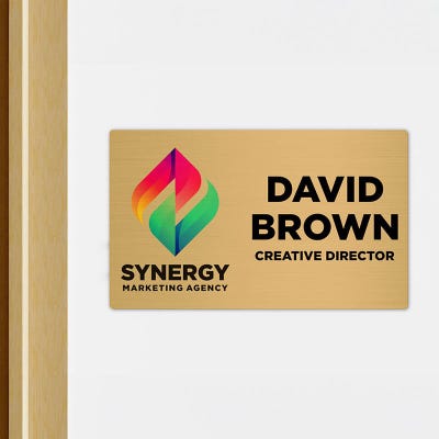 Horizontal Full Color 6" x 10" Brass Signs  - alternate view