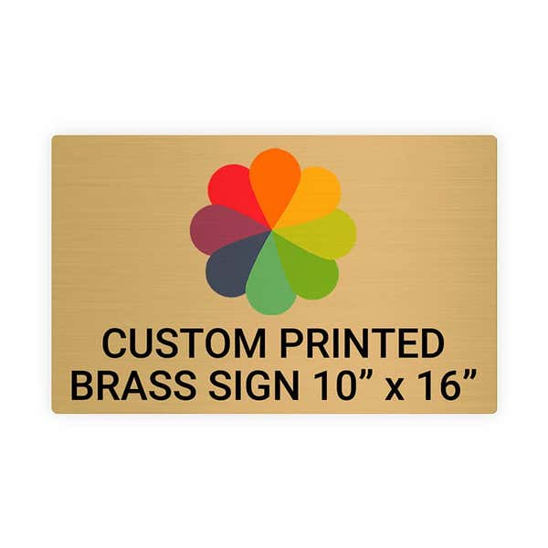 Horizontal Full Color 10" x 16" Brass Signs 