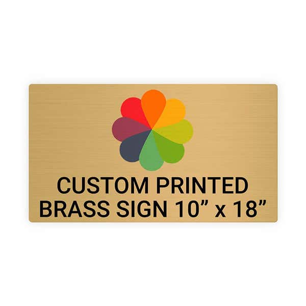 Horizontal Full Color 10" x 18" Brass Signs