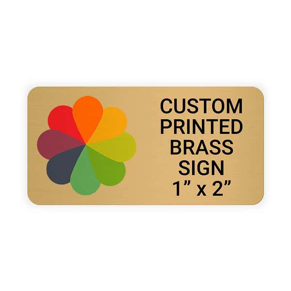Horizontal Full Color 1" x 2" Brass Signs 