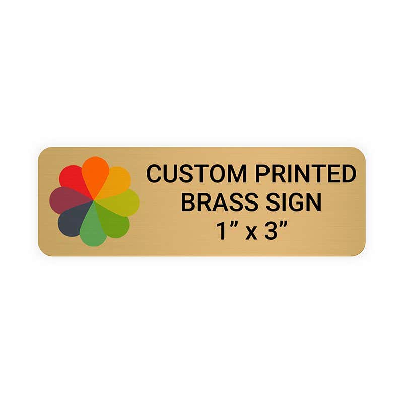 Horizontal Full Color Brass Signs 1" x 3"