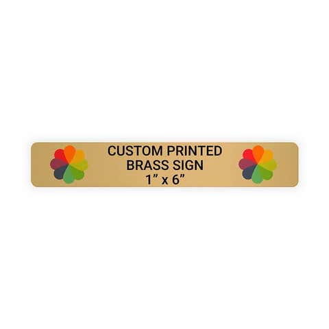 Horizontal Full Color 1" x 6" Brass Signs 
