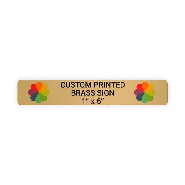 Horizontal Full Color 1" x 6" Brass Signs 