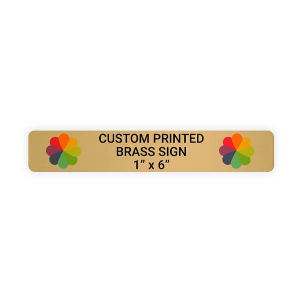 Horizontal Full Color 1" x 6" Brass Signs 