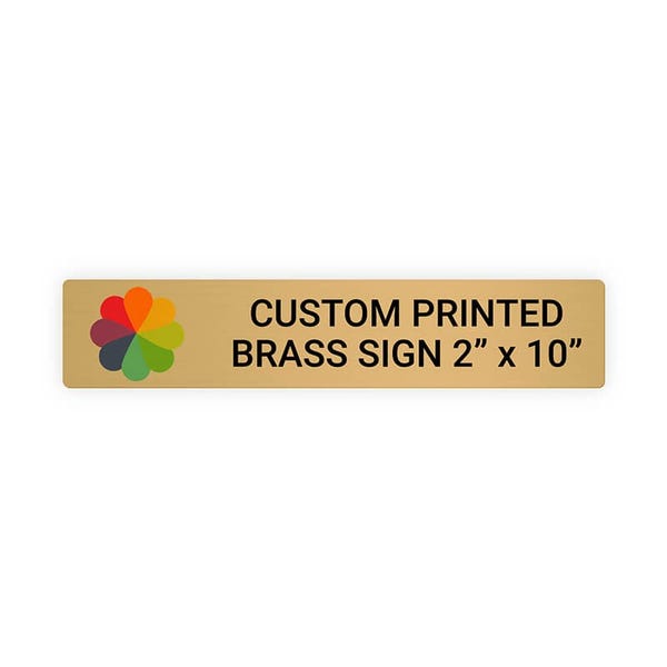 Horizontal Full Color 2" x 10" Brass Signs 