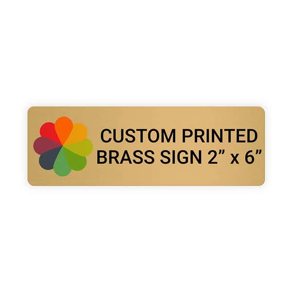 Horizontal Full Color 2" x 6" Brass Signs 
