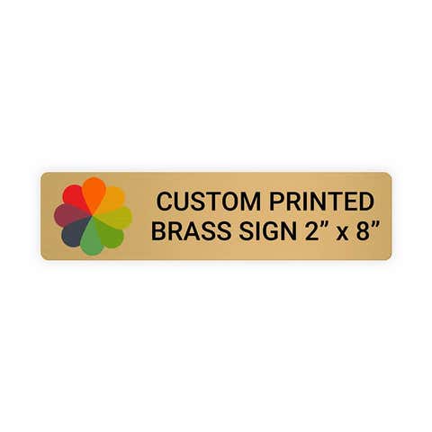 Horizontal Full Color 2" x 8" Brass Signs 