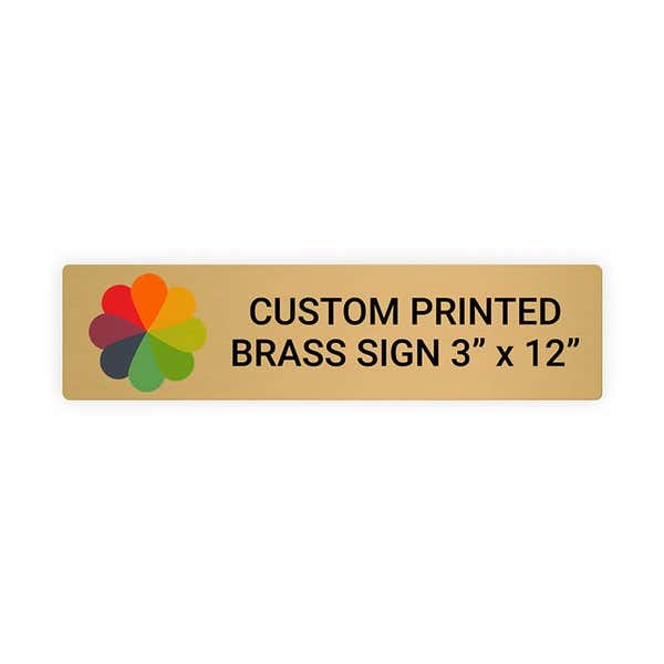 Horizontal Full Color 3" x 12" Brass Signs 
