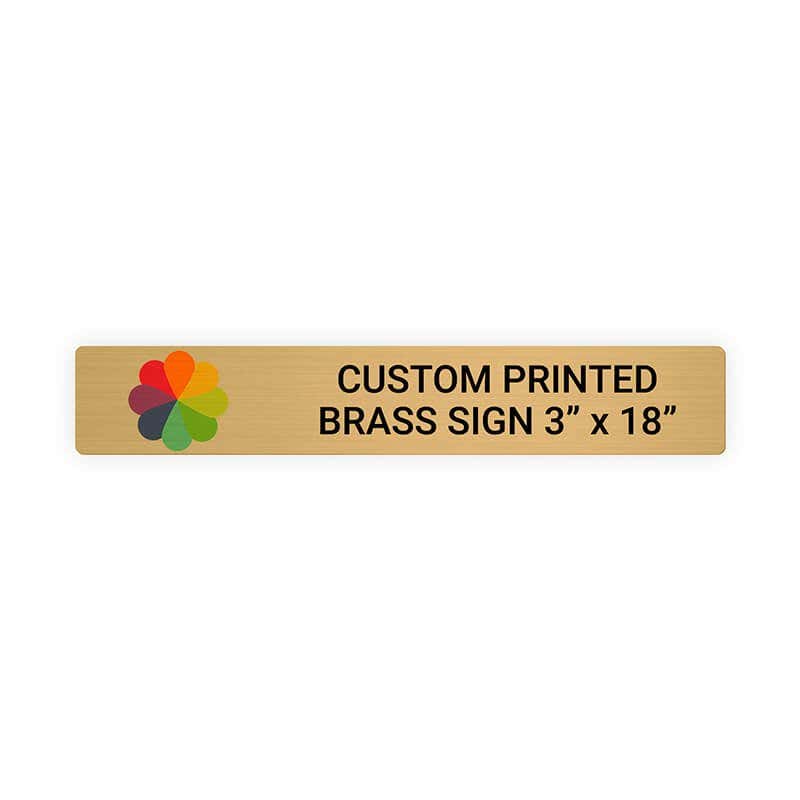 Horizontal Full Color Brass Signs 3" x 18"
