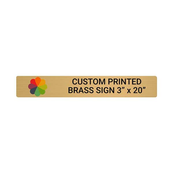 Horizontal Full Color 3" x 20" Brass Signs 