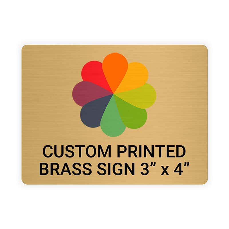 Horizontal Full Color Brass Signs 3" x 4"