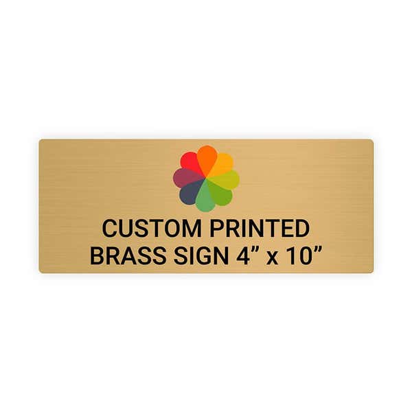Horizontal Full Color 4" x 10" Brass Signs 
