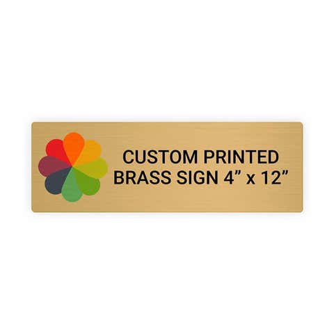 Horizontal Full Color 4" x 12" Brass Signs 