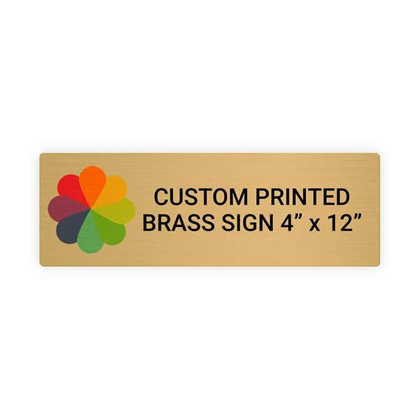 Horizontal Full Color Brass Signs 4" x 12"