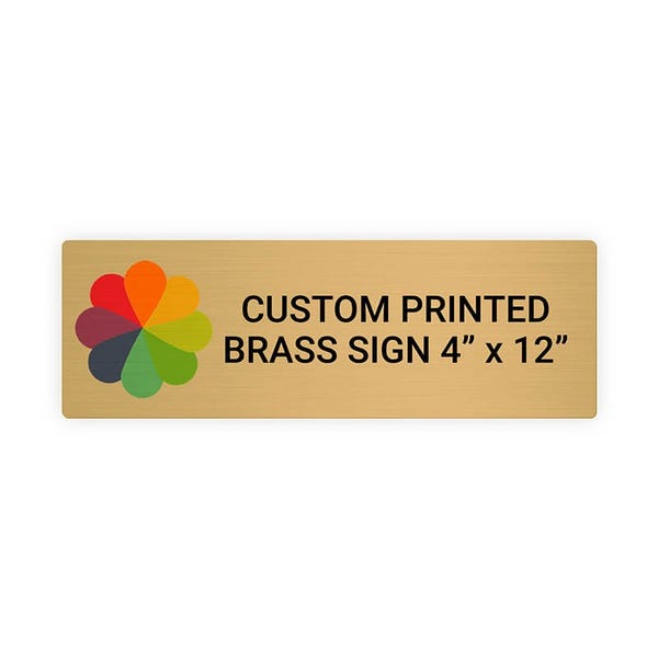 Horizontal Full Color 4" x 12" Brass Signs
