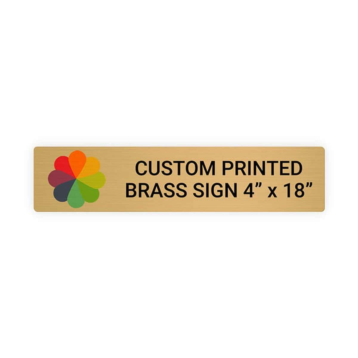 Horizontal Full Color Brass Signs 4" x 18"