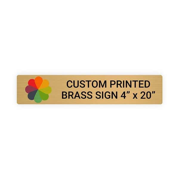 Horizontal Full Color 4" x 20" Brass Signs 
