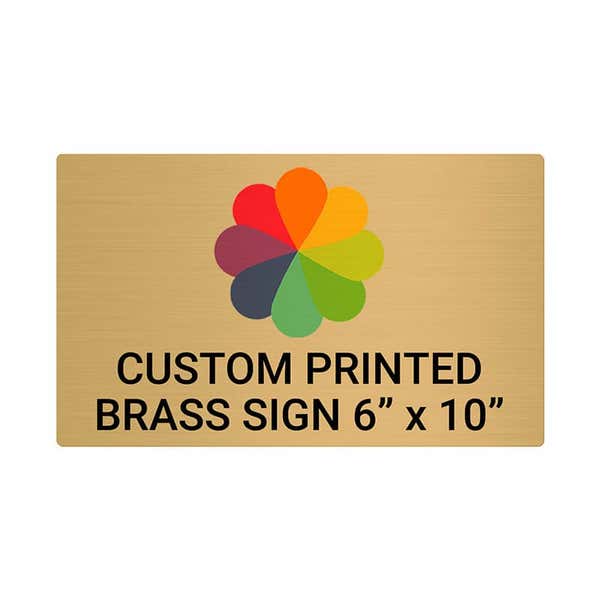 Horizontal Full Color 6" x 10" Brass Signs