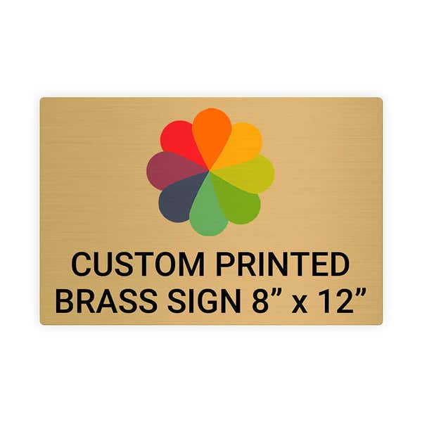 Horizontal Full Color 8" x 12" Brass Signs