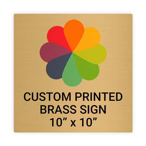 Square Full Color 10" x 10" Brass Signs