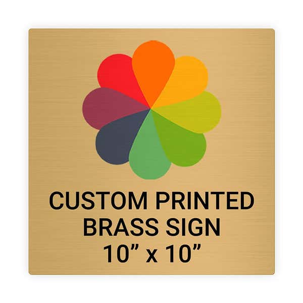 Square Full Color 10" x 10" Brass Signs