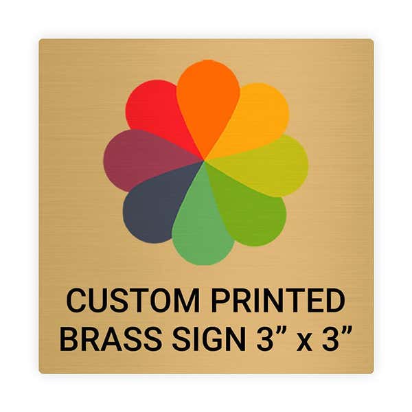 Square Full Color 3" x 3" Brass Signs