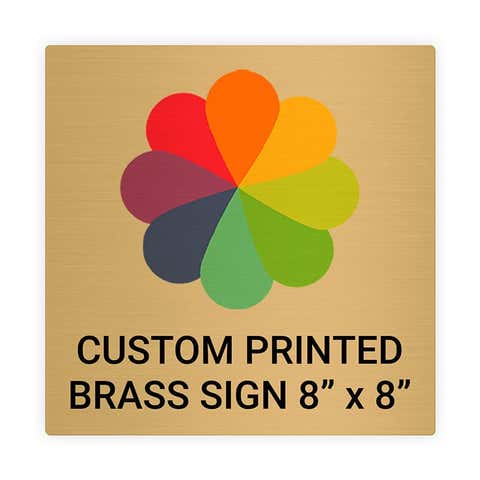 Square Full Color 8" x 8" Brass Signs