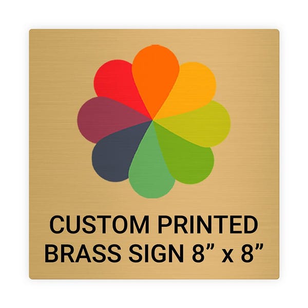 Square Full Color 8" x 8" Brass Signs