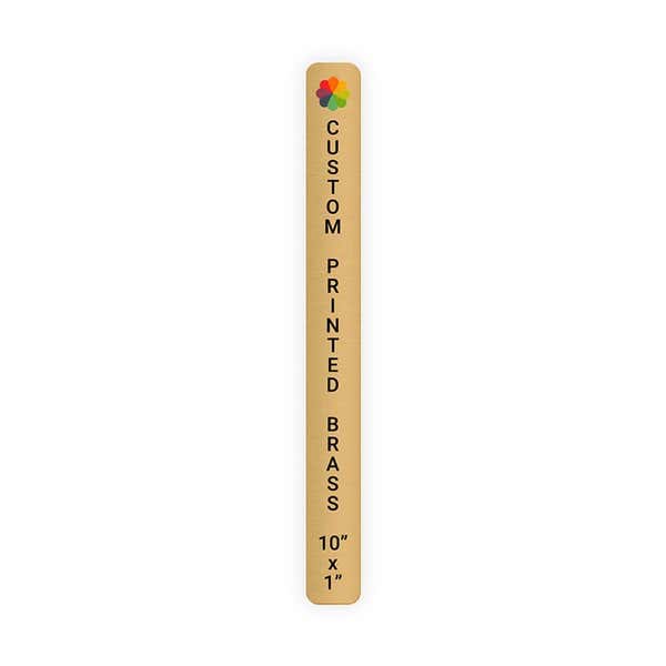 Vertical Full Color 10" x 1" Brass Signs