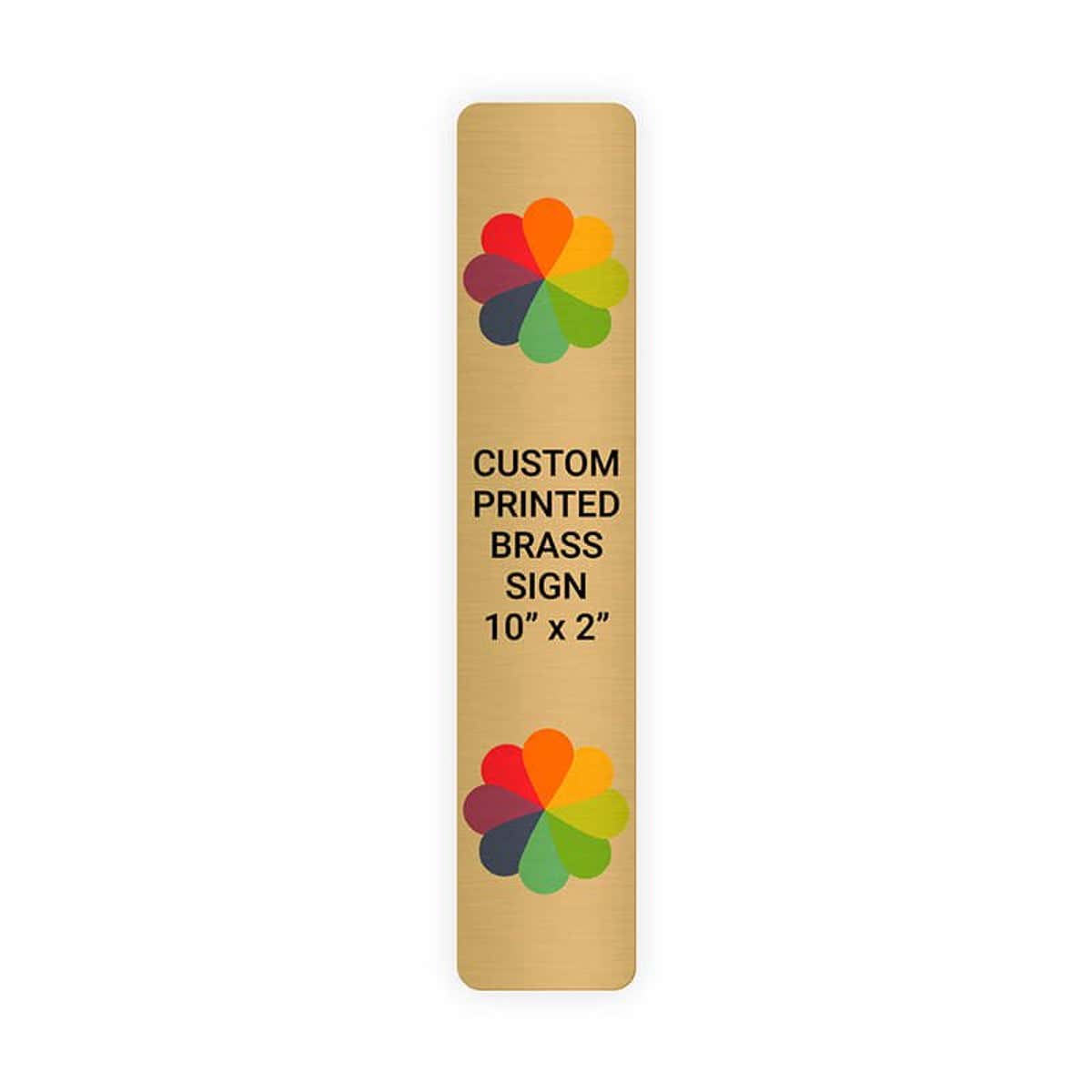 Vertical Full Color Brass Signs 10" x 2"