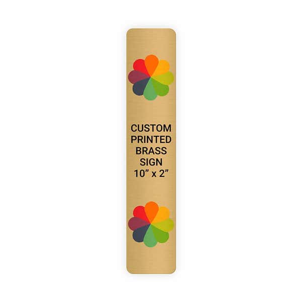 Vertical Full Color 10" x 2" Brass Signs 
