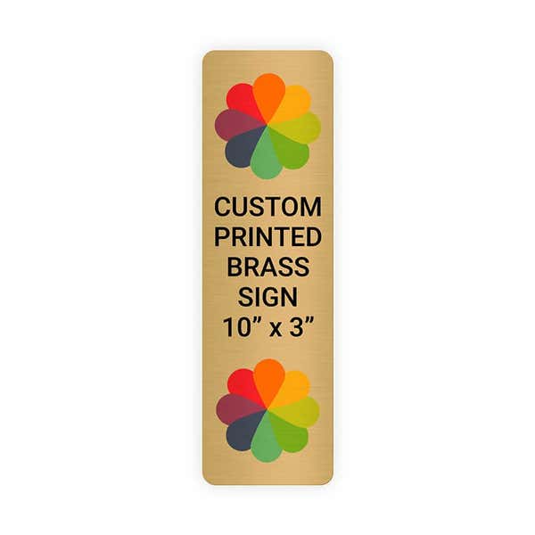 Vertical Full Color 10" x 3" Brass Signs 