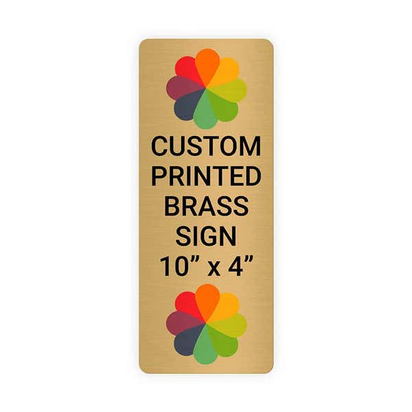 Vertical Full Color 10" x 4" Brass Signs 
