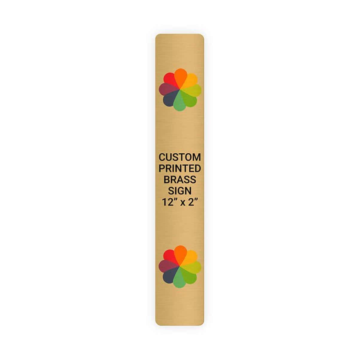 Vertical Full Color Brass Signs 12" x 2"