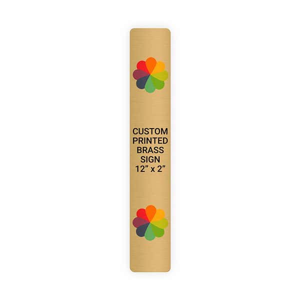 Vertical Full Color 12" x 2" Brass Signs 