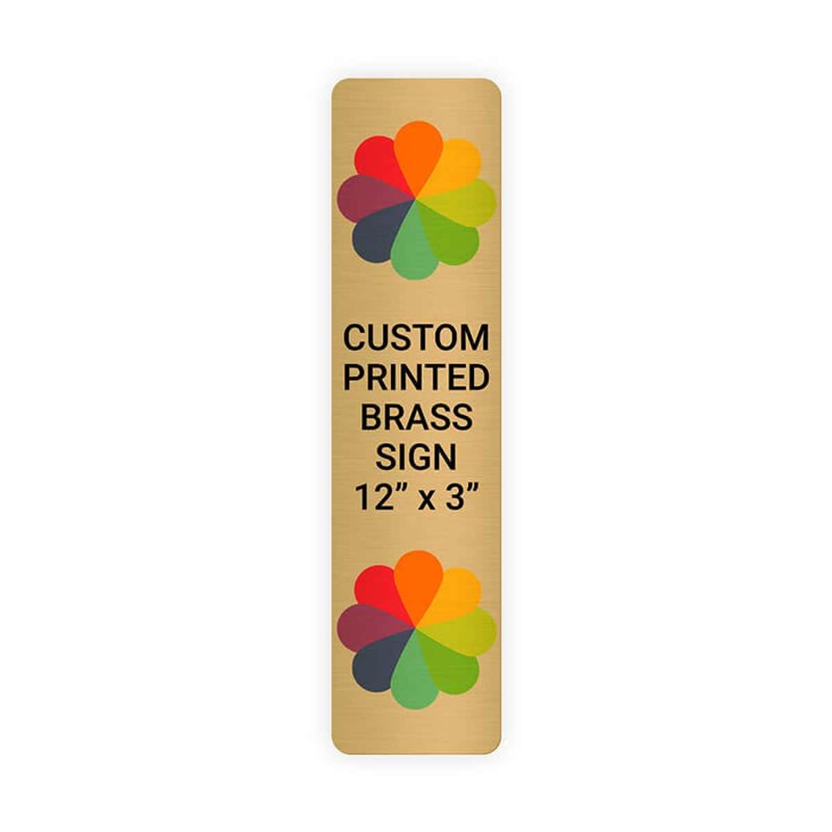 Vertical Full Color Brass Signs 12" x 3"