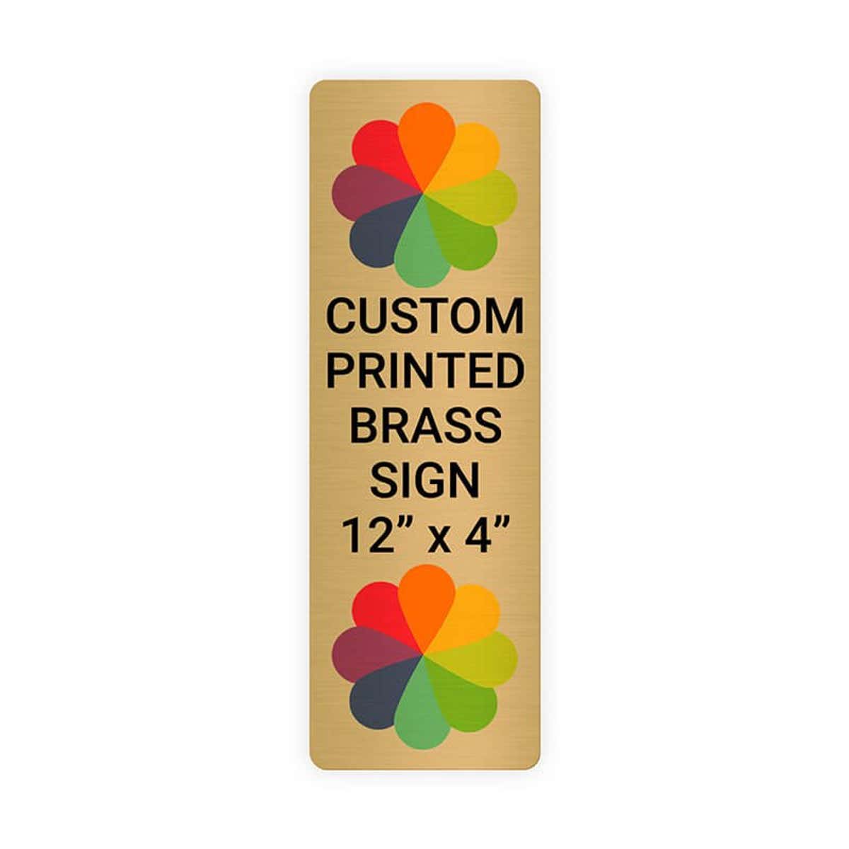 Vertical Full Color Brass Signs 12" x 4"